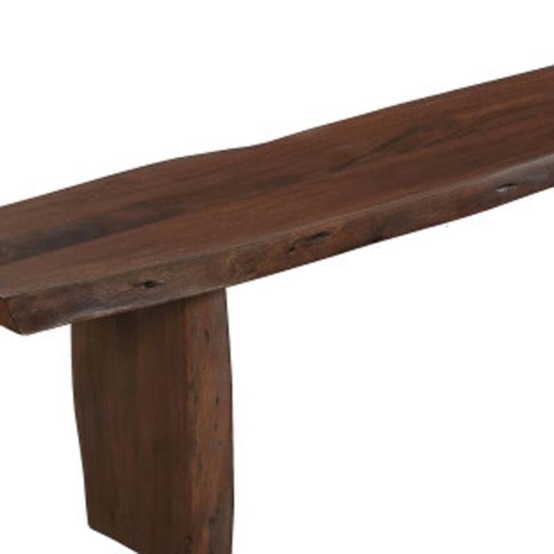 HomeRoots 60" Brown Solid Wood Solid Wood Live Edge Dining Bench - 60.00 in. x 18.00 in. x 15.00 in.
