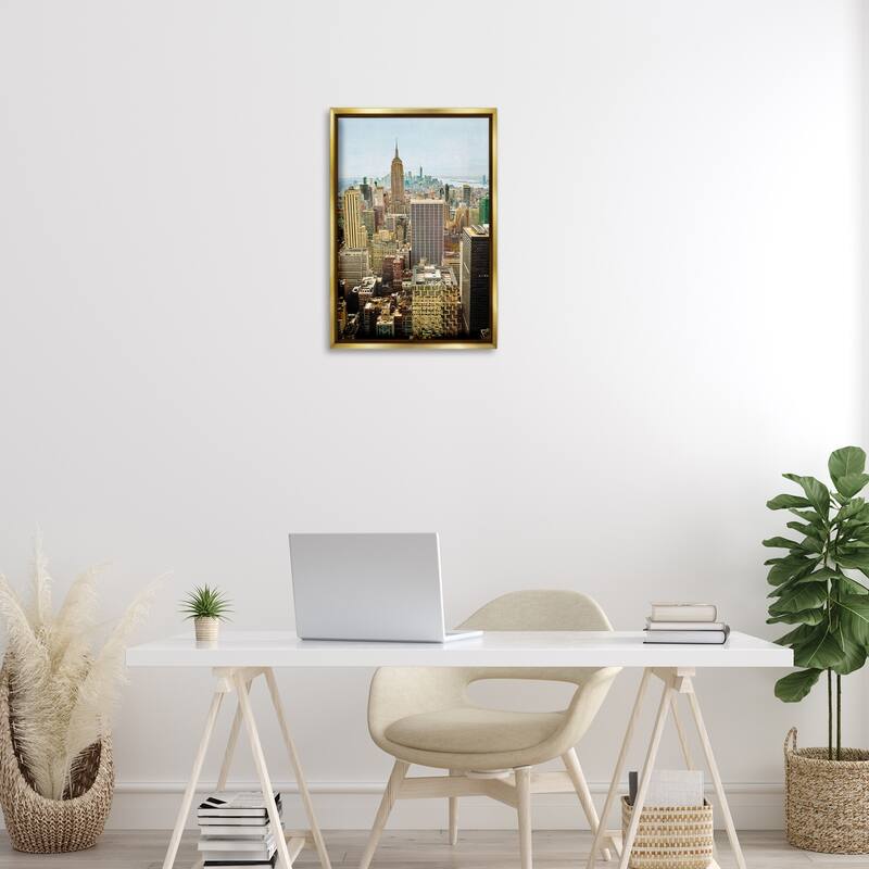Stupell Overlooking Cityscape Buildings Framed Floater Canvas Wall Art Design By Seven Trees Design