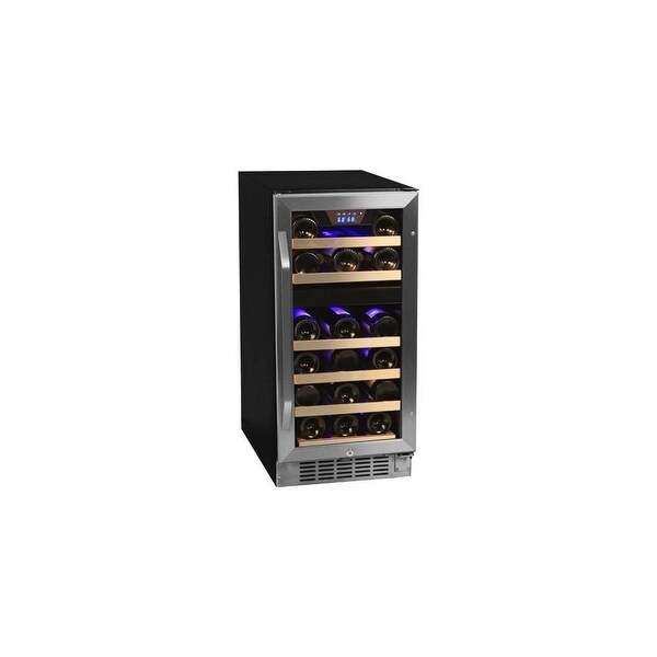 EdgeStar CWR262DZ 15 Inch Wide 26 Bottle Built-In Wine Cooler with Dual Cooling Zones
