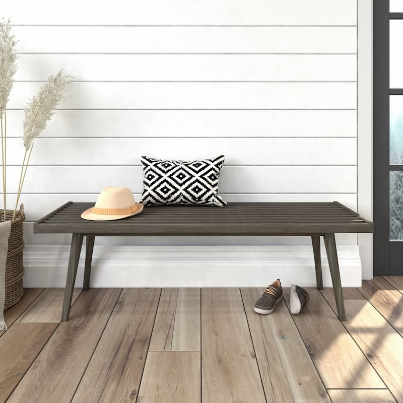 Plank and Beam Mid Century Double Wood Entryway Bench - Clay