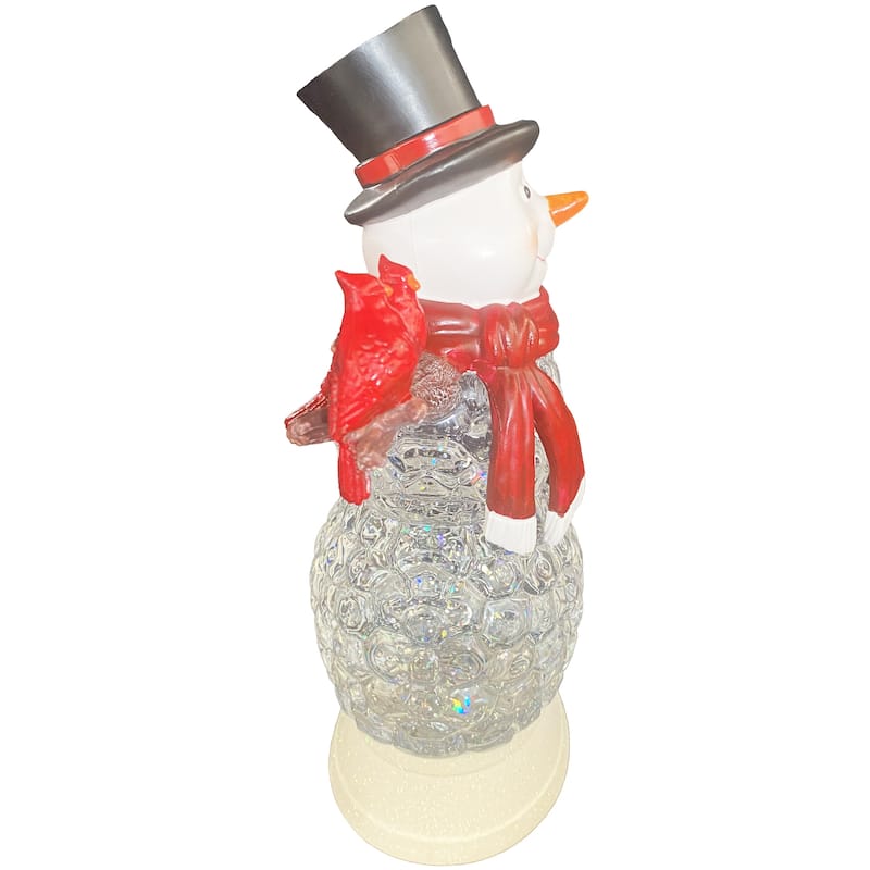 11" LED Snowman and Cardinal