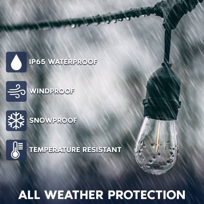 Luxrite 48FT LED Outdoor String Lights Commercial Grade Waterproof, 24