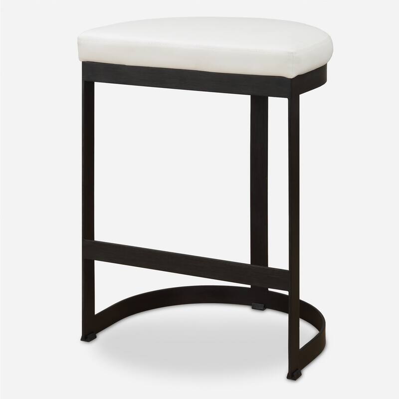 Uttermost 23803 Ivanna 18" Wide Metal Framed Faux Leather Accent Stool - White