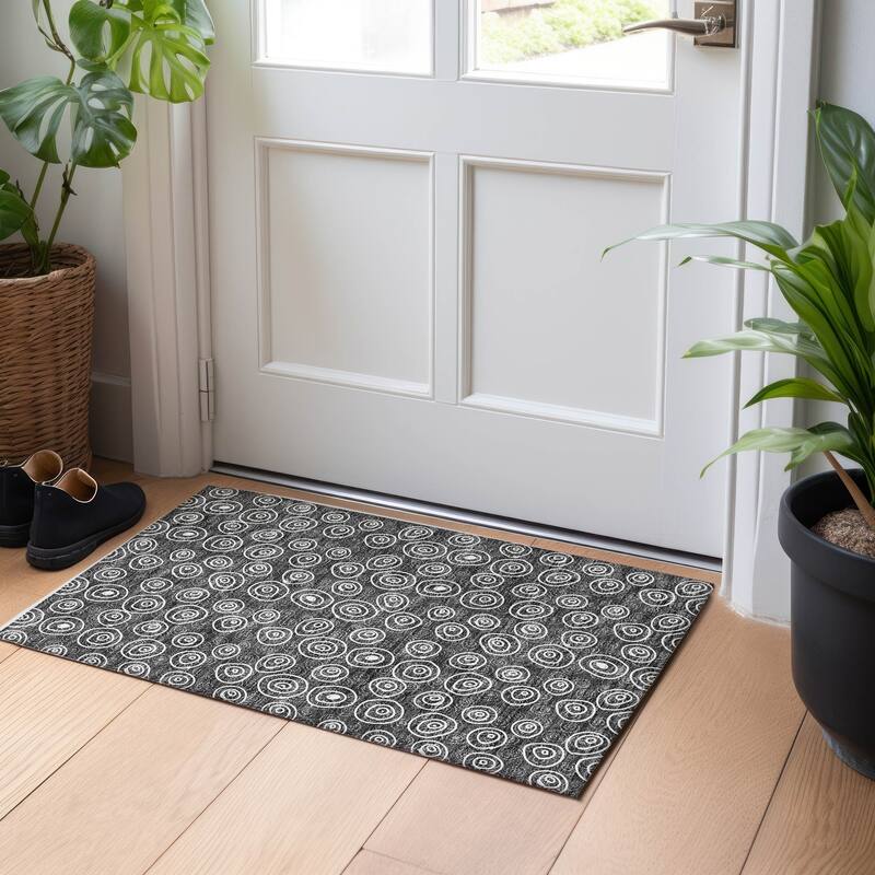Premium Washable Super Soft Contemporary Zazzle Mayfield Rug - Black - 1' 8" x 2' 6" - Rectangle