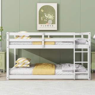 Twin over Twin Loft Bed with Ladder ,Upper and Bottom Bed Platforms crafted with Strengthened Slats