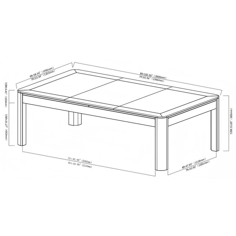 Cadora Duo 7FT Slate Pool Table in Black Ash With Dining top