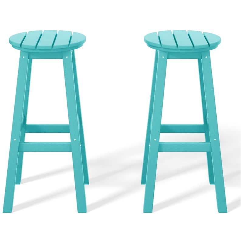 Laguna Hdpe All Weather Outdoor Patio 29" Round Bar Stool (Set Of 2)