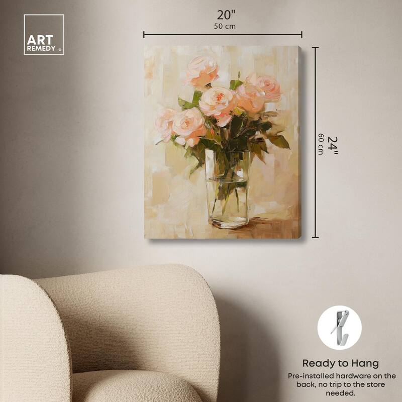 Soft Pink Blooms Canvas by Art Remedy, Gallery Wrapped