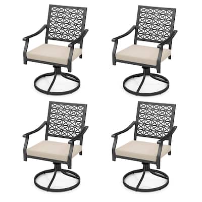 Costway 4 PCS Outdoor Swivel Chairs Patio Dining Chairs with Padded - See Details