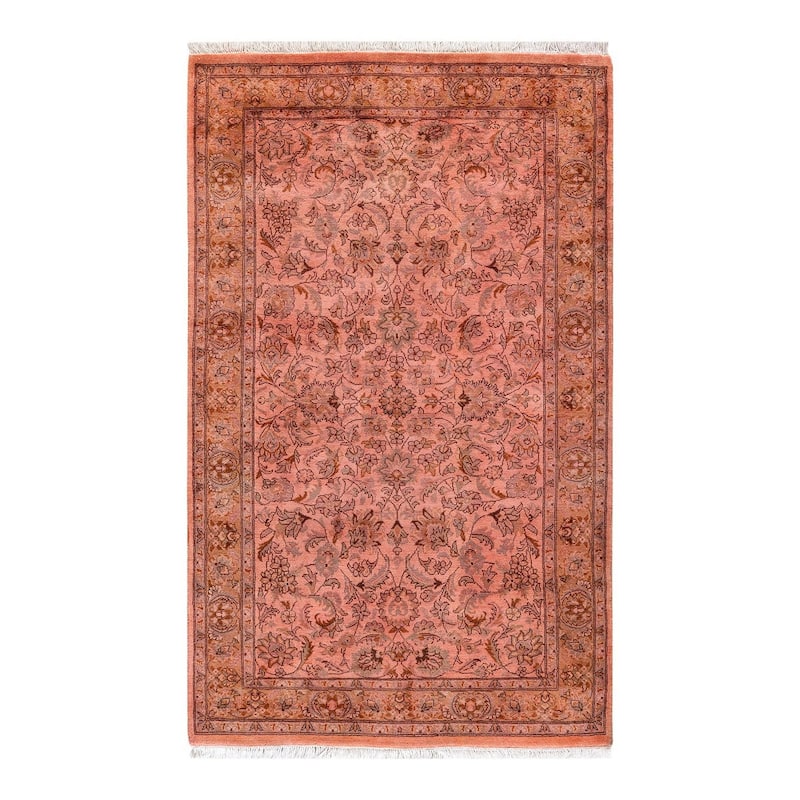 Overton Hand Knotted Wool Vintage Inspired Modern Contemporary Overdyed Pink Area Rug - 3' 2" x 5' 3"