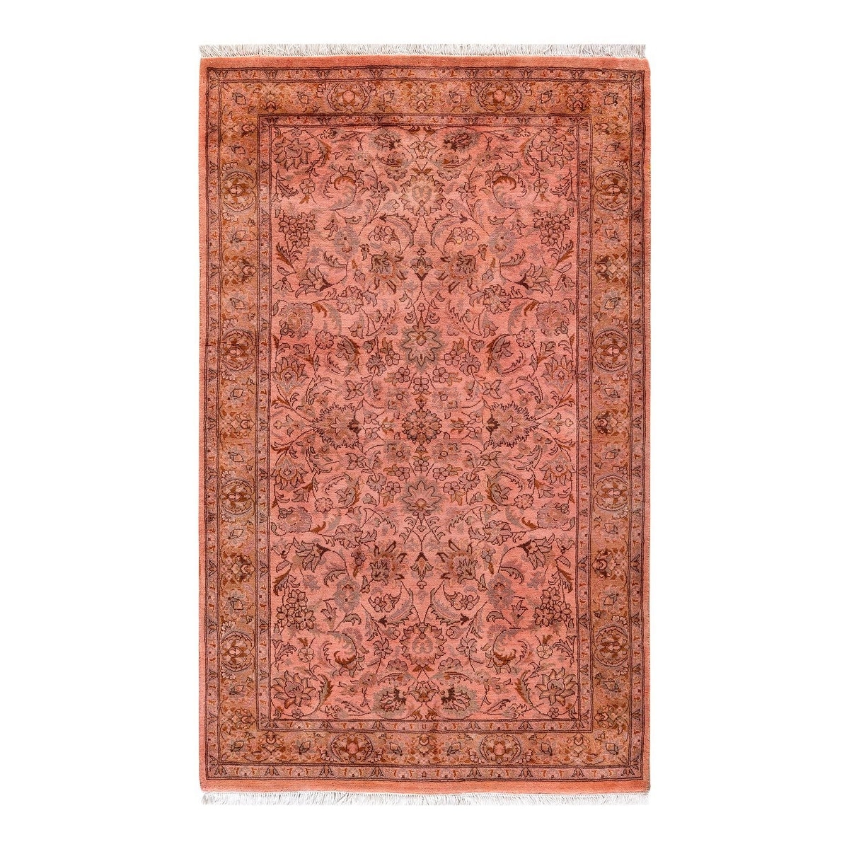 Overton Hand Knotted Wool Vintage Inspired Modern Contemporary Overdyed Pink Area Rug - 3' 2" x 5' 3"