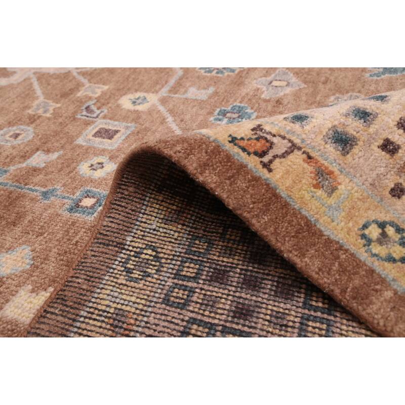 ECARPETGALLERY Hand-knotted Modern Oushak Brown Wool Rug - 9'0 x 12'0