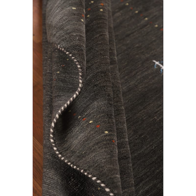 Tribal Gabbeh Oriental Area Rug Handmade Gray Wool Carpet - 5'4"x 7'7"