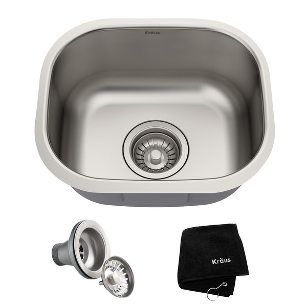 KRAUS Premier Stainless Steel 15 inch Undermount Kitchen Bar Sink. Opens flyout.