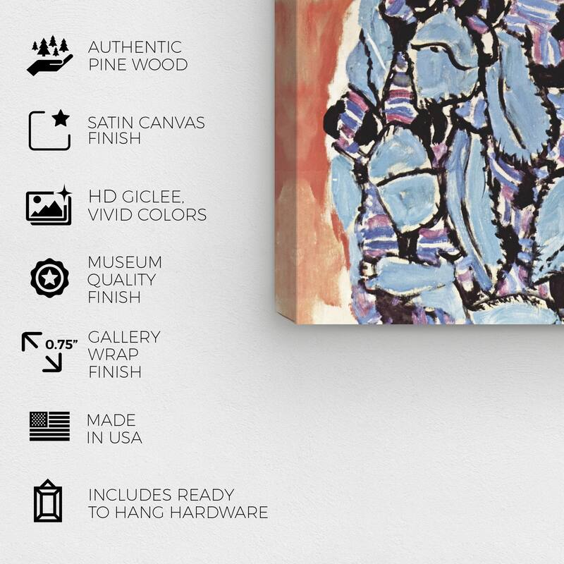 Wynwood Studio Canvas People Gustav Klimt - Portrait of Johanna Staude Blue and Dark Orange Vintage Wall Art Canvas Print