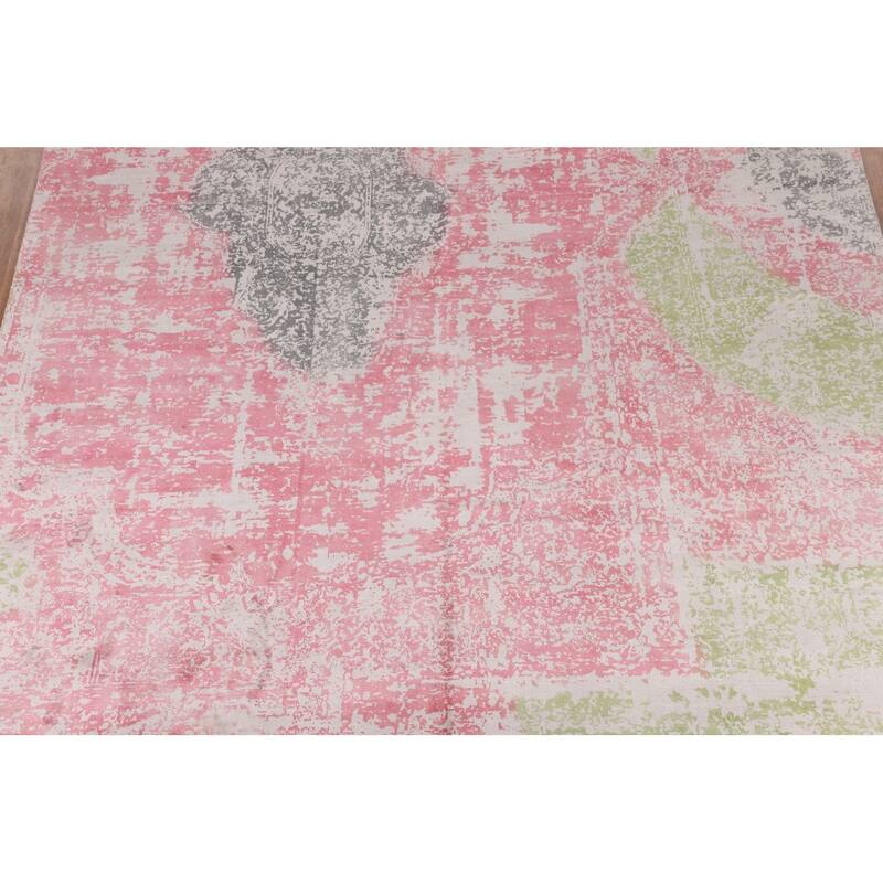 Contemporary Abstract Indian Area Rug Hand-Knotted Wool Carpet - 9'10"x 11'11"