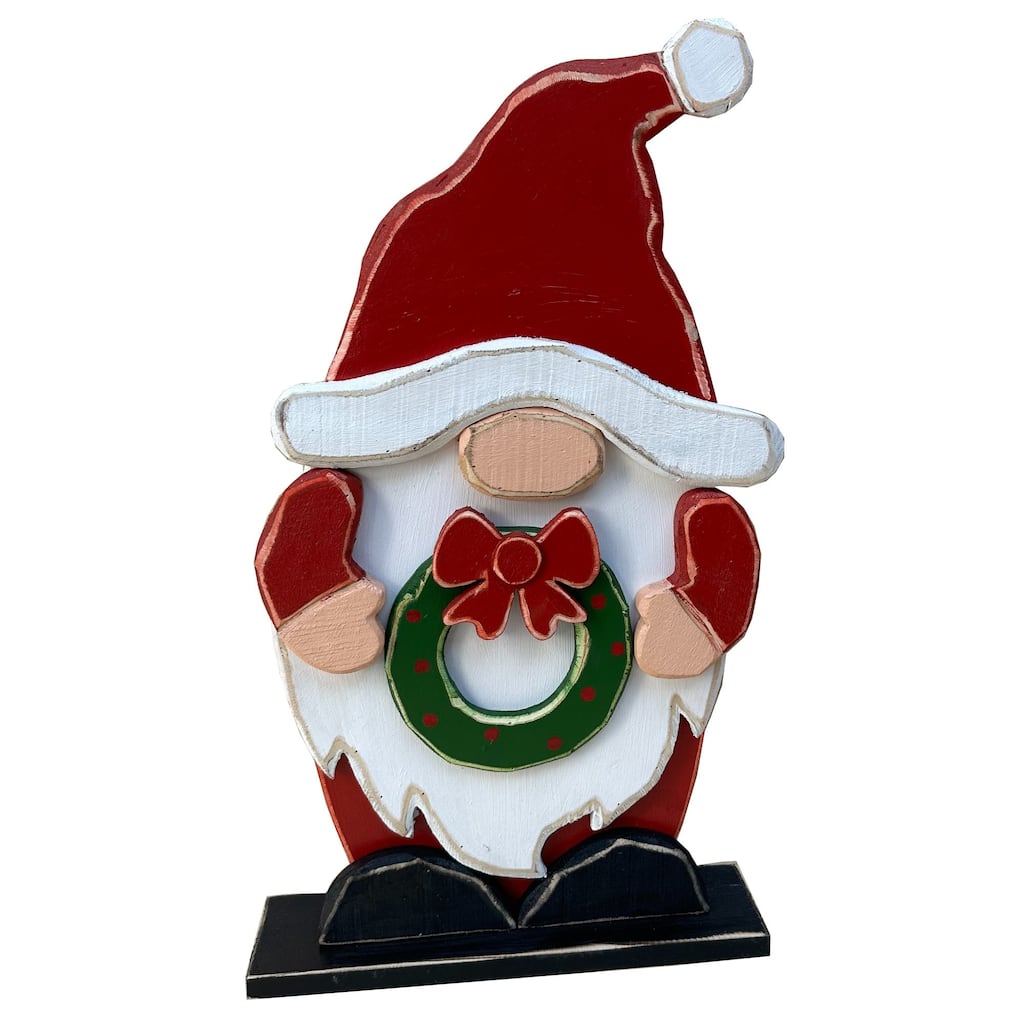 Wooden Gnome Christmas Tabletop Outdoor Decoration - 27.25"