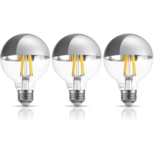 3 Pack G25 Half Chrome Light Bulb, Warm White 3000K - 7W. Opens flyout.