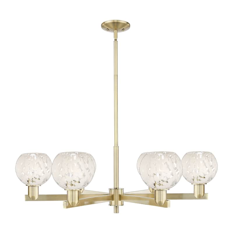 Innovations Lighting Endless Possibilities Arcadia - White Mouchette - 6 Light 36" Stem Hung Chandelier - Antique Brass
