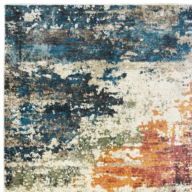 Cewe Distressed Abstract Modern Stain Resistant Woven with Fringe Area Rug By HomeRoots
