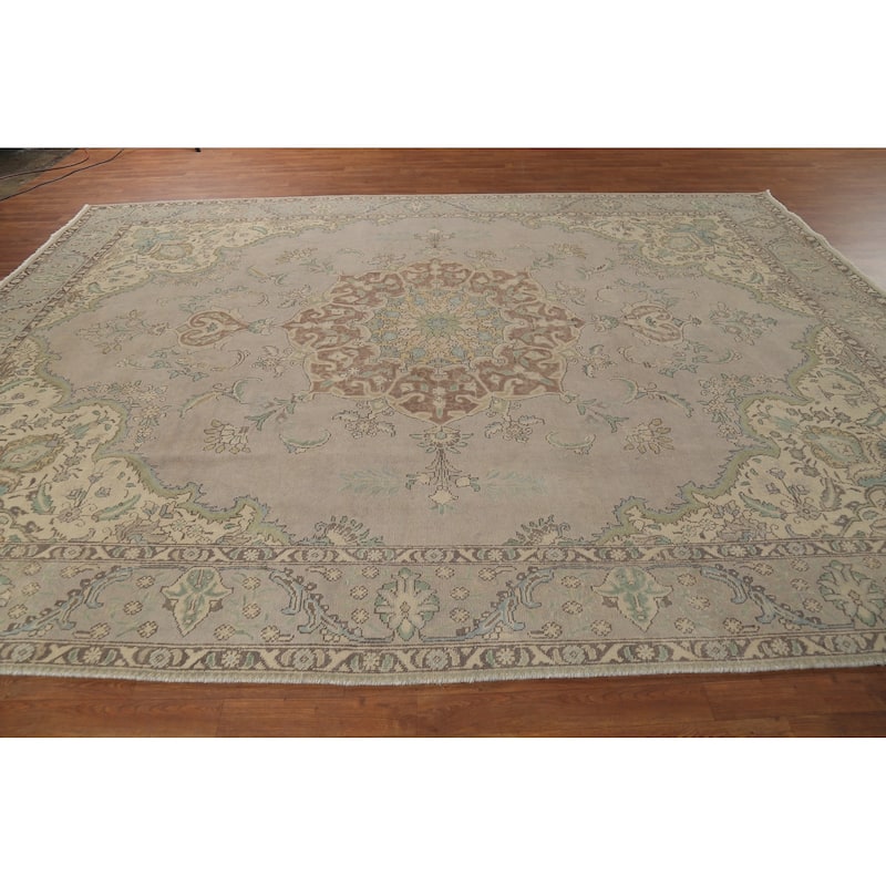 Tabriz Persian Vintage Rug Hand-Knotted Traditional Wool Carpet - 9'4"x 12'8"