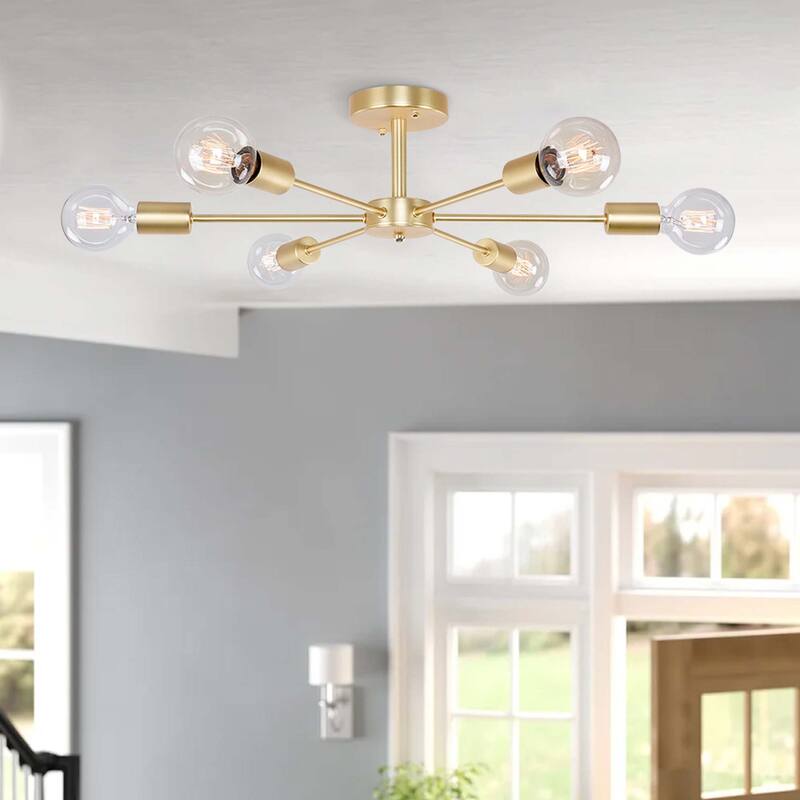 6 - Light Modern Metal Sputnik Semi-Flush Mount Lighting