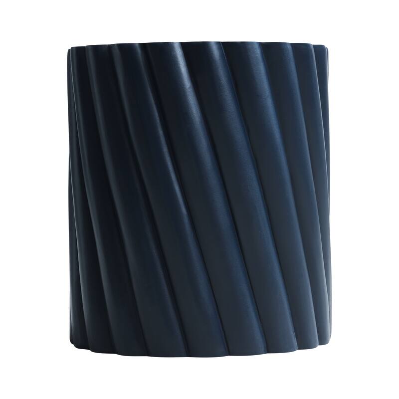Christopher Knight Home - Modern 16.02" Diameter, 18.31" H Navy Blue All-Weather Patio Outdoor Fluted MGO Accent Table / Stool
