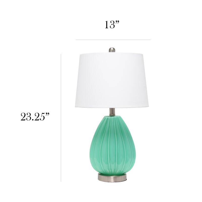 23.25 in. Seafoam Finish Table Lamp with White Shade, Sturdy Table Lamp for Living Rooms and Bedrooms