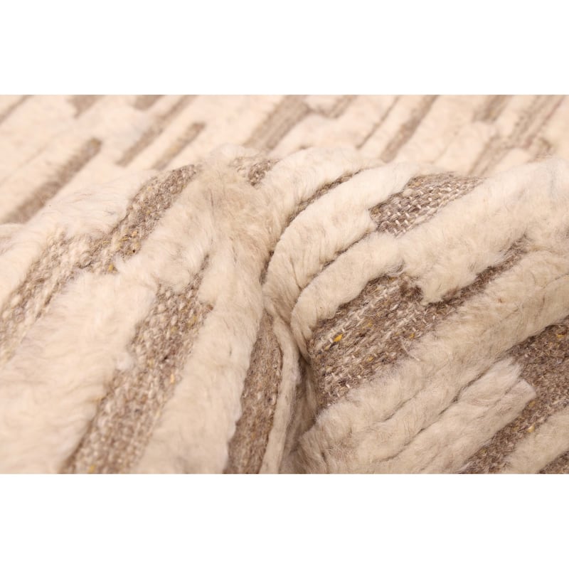 ECARPETGALLERY Hand-knotted Looma Cream, Taupe Wool Rug - 8'0 x 10'0