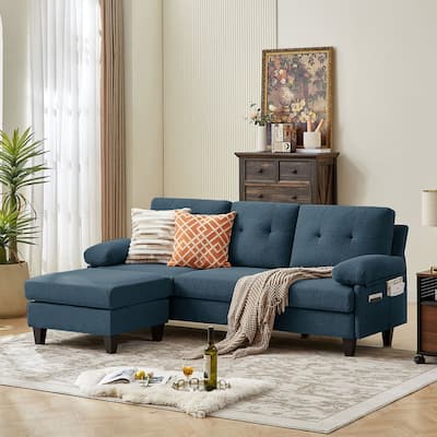 86.22" L Shaped Sectional Sofa with Side Storage Pockets