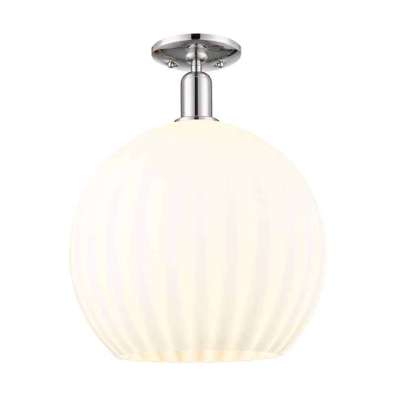 Innovations Lighting 716-1C-19-14 White Venetian Semi-Flush White - Polished Nickel / White Venetian