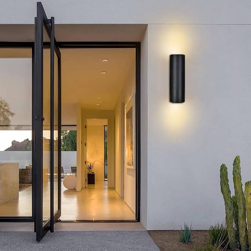 2 - Light Modern Industrial Matte Black Outdoor Wall Sconce