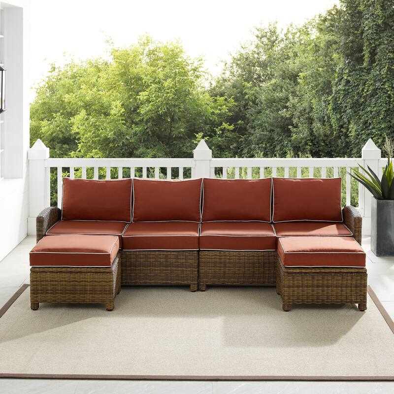 Crosley Bradenton 4Pc Outdoor Wicker Sectional Set - 70.5"d x 105.5"w x 32.5"h