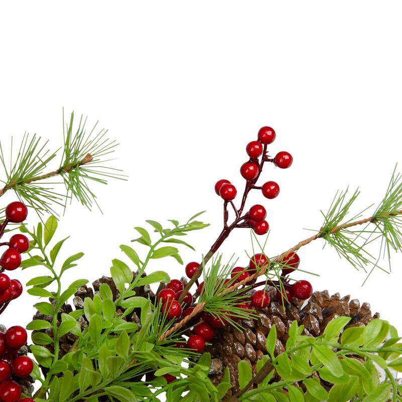 Frosted Pine Cones Berries Artificial Christmas Wreath 18-Inch, Unlit