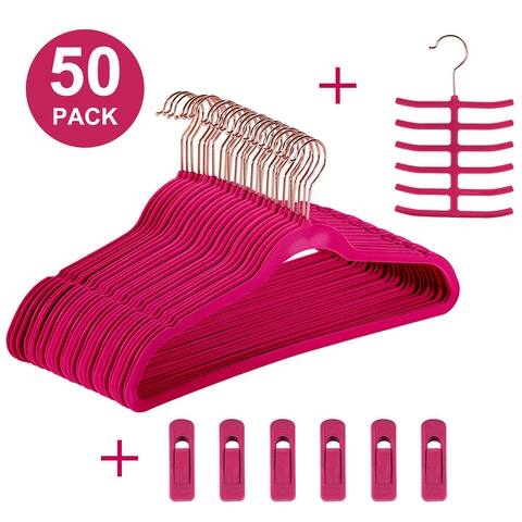 Hanger Sets Heavy Duty Velvet Hangers 50 Pack-Non Slip &Ultra Thin - 50pack
