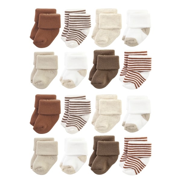 slide 1 of 1, Hudson Baby Cotton Rich Baby Terry Socks 16-Pack, Neutral Brown 6-12 Months - Neutral Brown