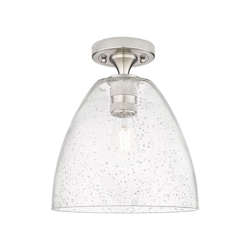 Innovations Lighting 434-1F-11-9 Crown Point Flush Mount Crown Point - Satin Nickel / Seedy