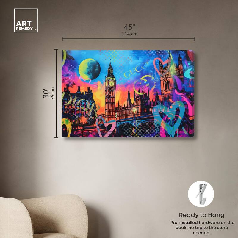 London Graffiti Canvas by Art Remedy, Gallery Wrapped