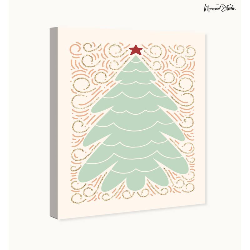 Wynwood Studio Canvas Holiday and Seasonal Mint Felt Pinetree Green Modern & Contemporary Wall Art Canvas Print
