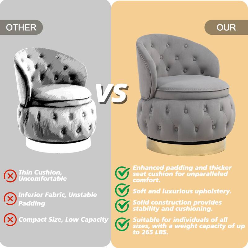 360 Degree Swivel Cuddle Barrel Accent Storage Chairs, Round Armchairs with Wide Upholstered, for Living Room