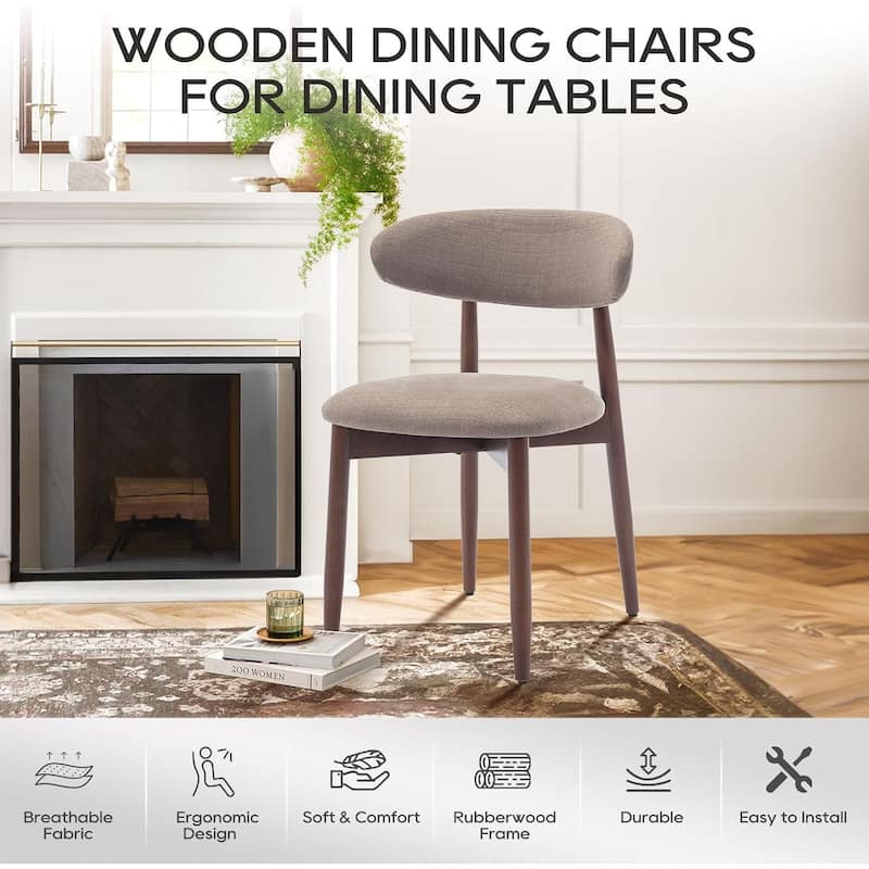 Modern Fabric Upholstered Kitchen Side Chairs, Farmhouse Dining Room Chair with Foot Pegs