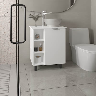 Vanity Sink, 1Door, 4 Legs, 5 Shelves with durable engineered wood construction,easy to assemble