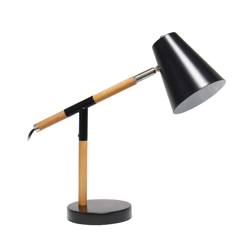Simple Designs Matte and Wooden Pivot Desk Lamp - 16.13 X 5.50 x 15.50 (L x W x H)