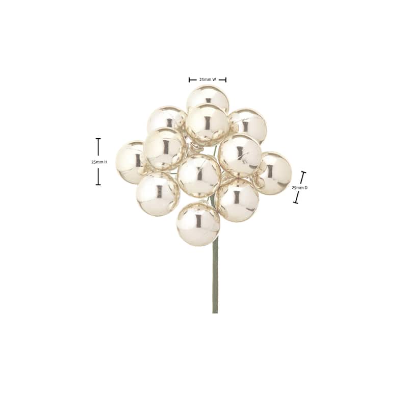 20mm Shatterproof Plastic 12 Bunch Shiney Stemball Set of 4