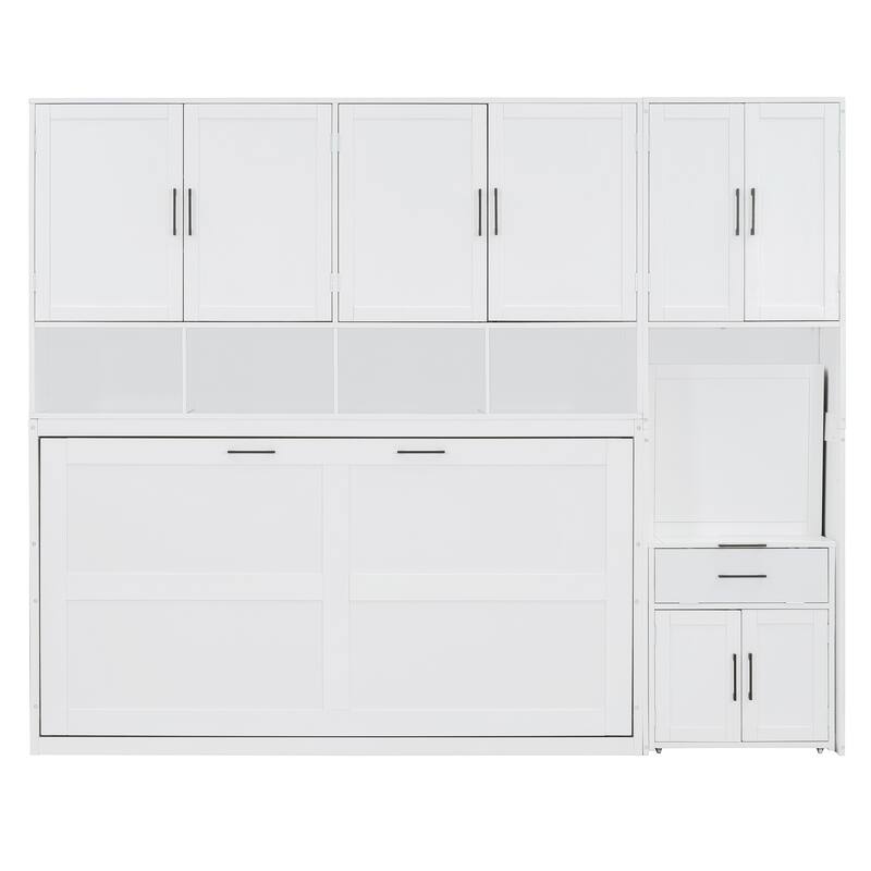 Twin Size Murphy Bed Wall Bed with Closet,Drawers and Desk