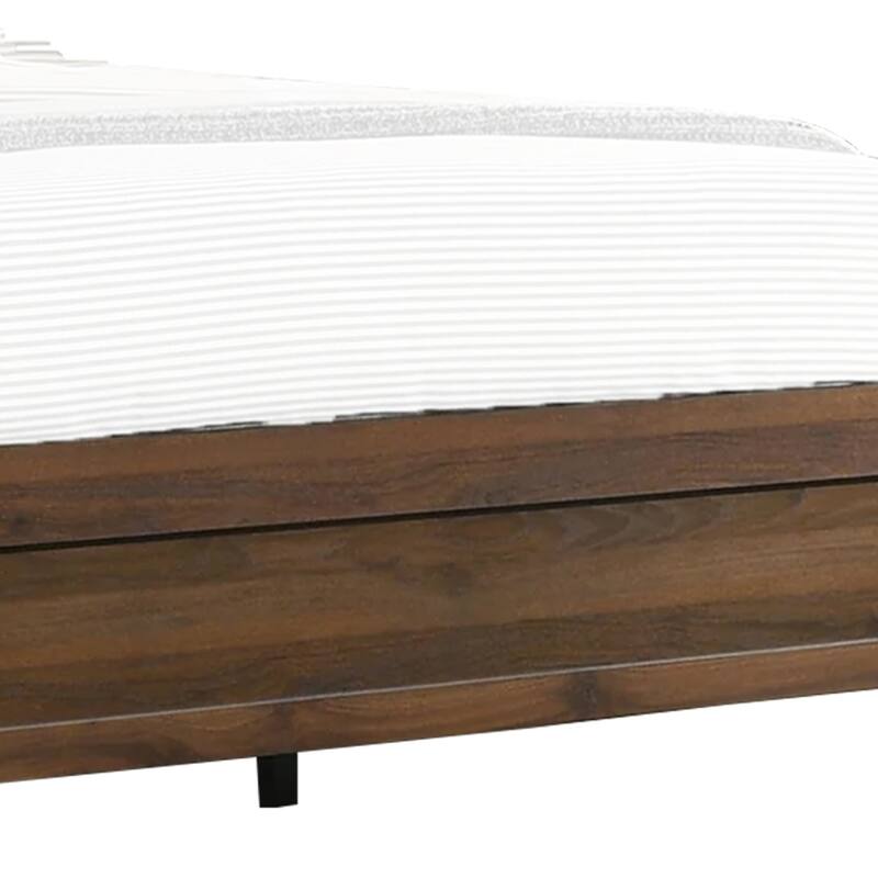 Shannon Queen Bed with Nailhead Trim, Ivory Fabric on Cherry Brown Wood