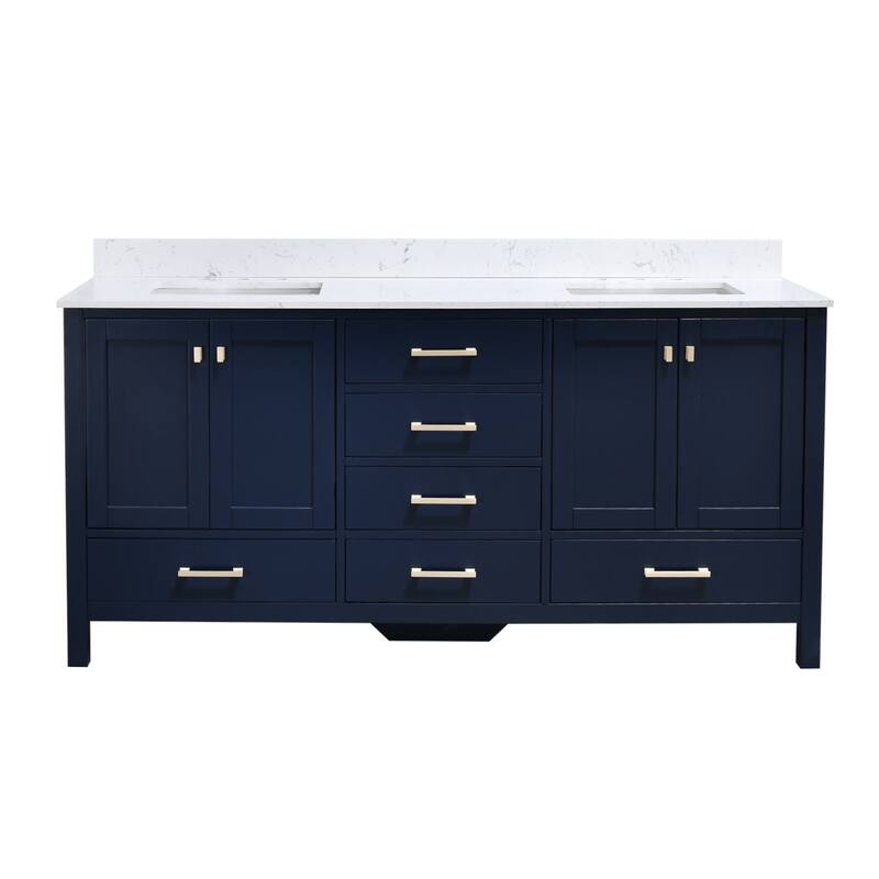 StarrySky 72 inch Undermount Double Sink Bathroom Vanity with Engineered Carrara Marble Top