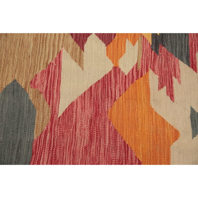 Hand Woven Oriental 100% Wool Carpet Southwestern Tribal Multi-Colored Kilim Area Rug - 9' 10'' X 6' 6''