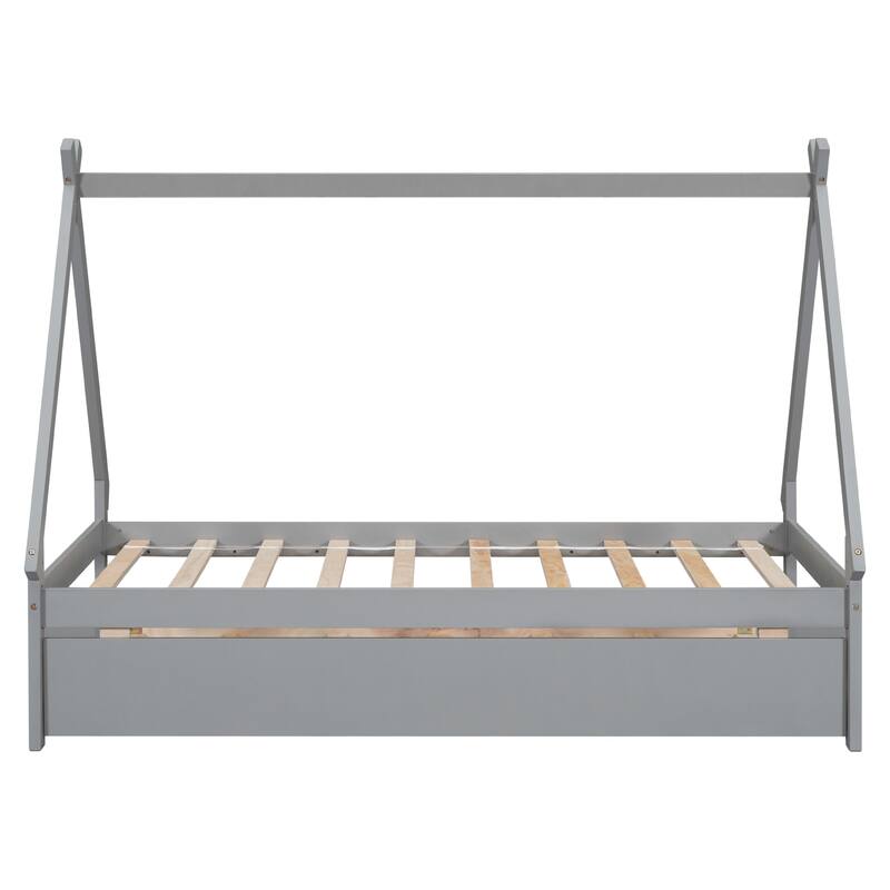 Twin size Tent Floor Bed with Trundle