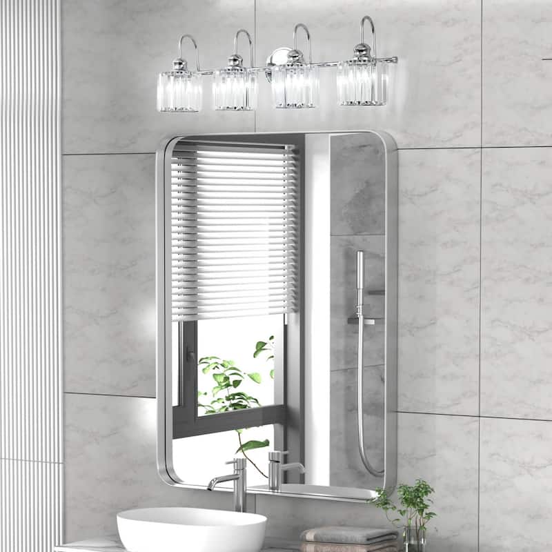 4/ 5 - Light Modern Glam Luxuriou Dimmable Crystal Bathroom Vanity Light Linear Wall Light